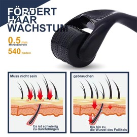 Beard Roller 0.5 mm, Derma Roller, Beard Roller, Beard Growth, Micro Needle Roller for Skin and Hair Care for Men and Women