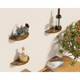 SoaShower Solid Wood Half Round Rustic Floating Shelves, Natural Wood Wall Shelves, Elevate Your Space. Perfect for Living Rooms, Bathrooms, Bedrooms, Offices, Children's Rooms,Pictures Plants Books