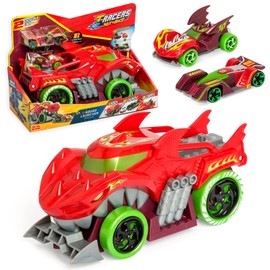 T-Racers Mix 'N Race Squad Launcher Dragon – A dragon truck that transforms into a launcher. Includes 2 exclusive cars, a vehicle launching area and an area for transporting 2 vehicles