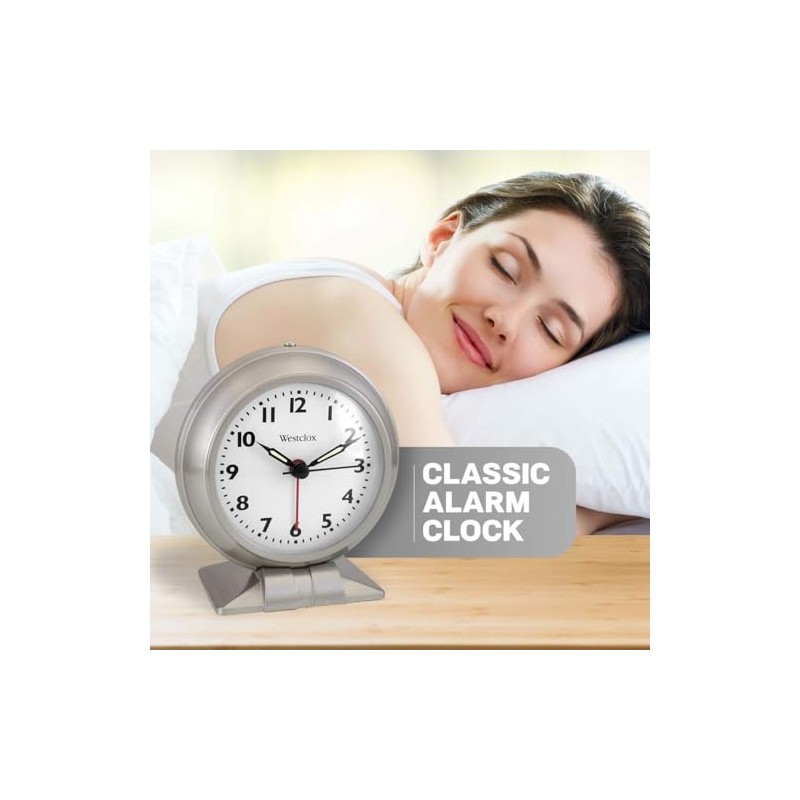 Westclox Classic Alarm Clock – Silver Finish, 4.75W x 5.5H
