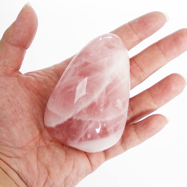 Orientrea Large Rose Quartz Palm Stone-1 Pc Rose Quartz Pocket Energy Stone, Smooth Healing Crystal Worry Stone (Rose Quartz(1Pc))