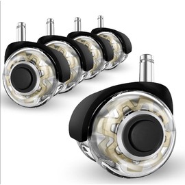 Office Chair casters,2 inch Replacement Desk Chair Wheels,Safe Quiet Rolling for Office Chair(Set of 5),Mute Rubber Rotating Desk Chair Caster Wheels, Safe for All Floors(Gold)