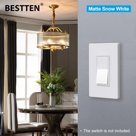 BESTTEN 20 Pack USWP6 Matte Snow White Series 1-Gang Screwless Wall Plate, Decorator Outlet Cover, Decor Swiitch Plate, H4.69” x W2.91”, for Dimmer, USB, GFCI, Receptacle