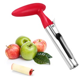 Apple Corer, Apple Corer Remover with ABS Handle and Serrated Stainless Steel Blade, Easy-to-Use Apple Core Remover for Suitable for Home and Kitchen use - Red