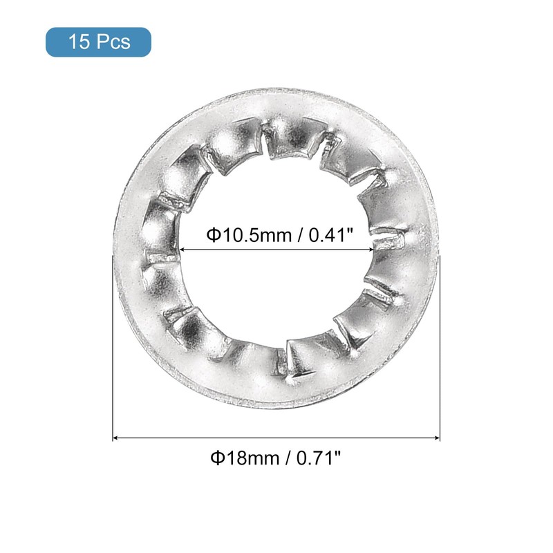 sourcing map M10 10Pcs Internal Tooth Washers, 304 Stainless Steel