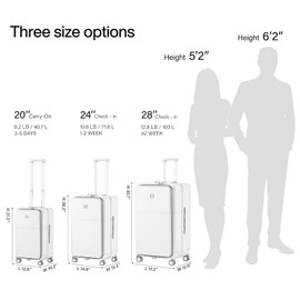 Hanke 24 Inch Checked Luggage,Top Opening Hard Shell Suitcases with Wheels,Hard Case Travel Luggage with TSA Lock and Cup Holder,Jet Black