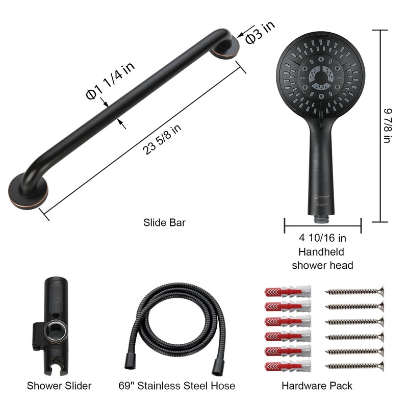 BRIGHT SHOWERS Slide Bar Shower Set with Handheld Shower Head,