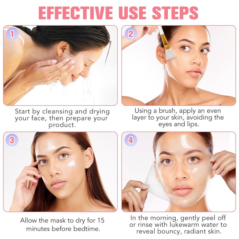 IKZEE Collagen Night Wrapping Mask, Collagen Overnight Peel Off Facial