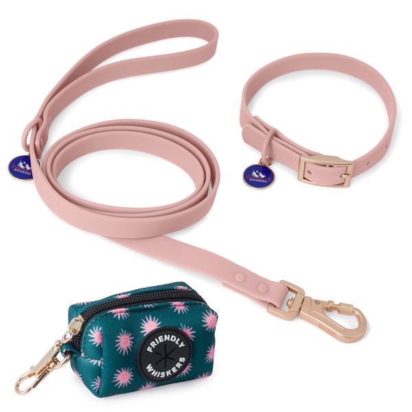 Friendly Whiskers 6ft Dog Leash, Dog Collars, Poop Bag Dispenser,