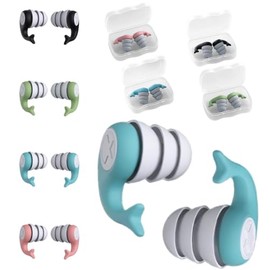 Tapones para Oídos de Natación Impermeable 4 Pares, Cómodo Portátil, Tapones Silicona Reutilizable con Caja, Protectores Auditivos Reducción de Ruido 