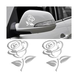 CGEAMDY 2 Stück Autoaufkleber Für Autofenster Und Autodekoration Autozubehör, Autoaufkleber Rosenblüte Aufkleber Für Jede Glatte Oberfläche, Autoaufkleber Für Autos Suv Lkw Geländewagen(Silber)