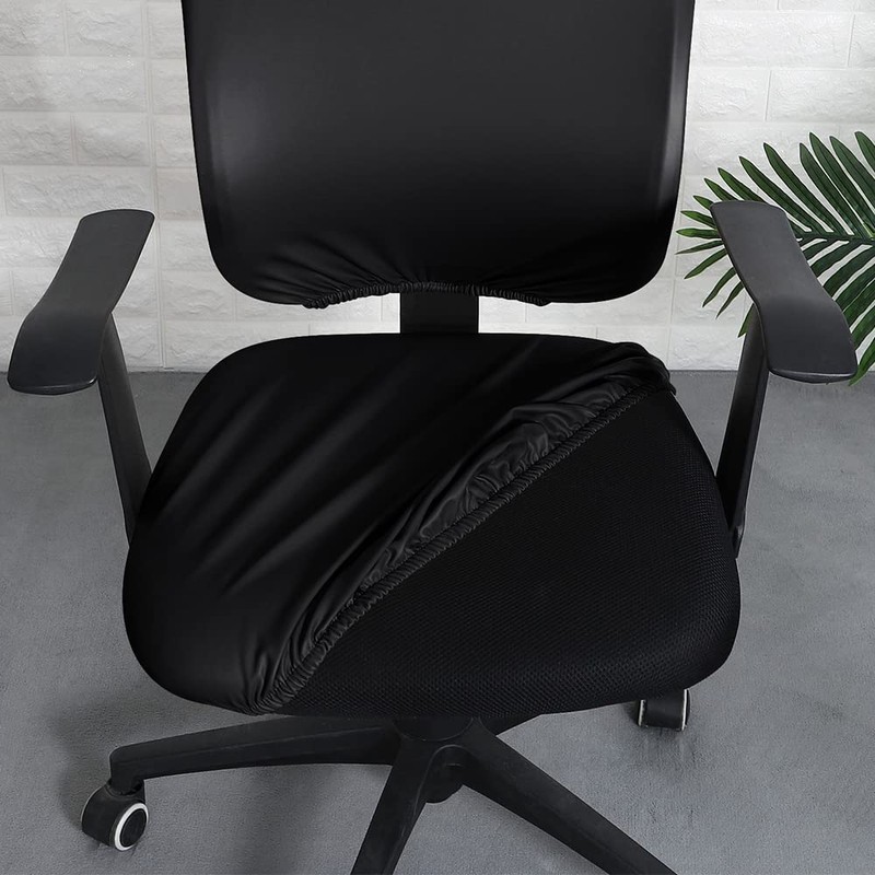 Shukii Black Waterproof PU Leather Chair Cover - Office Desk