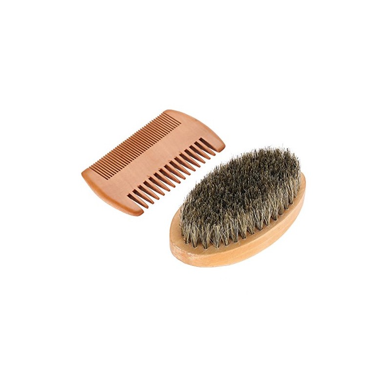 Set de cepillo y peine de barba de cerdas naturales