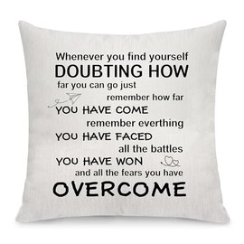 Inspirational Throw Pillowcase Gifts Friends Cushion Cover Gifts Inspirational Quotes Throw Pillow Covers for Women Girls Reminder Gift Best Friend Birthday Christmas Graduation Gifts (Overcome)
