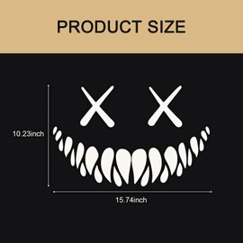 Gseigvee 1 PC Devil Smiley Face Car Sticker, Reflective Waterproof Decal, Rear Windshield Decoration, Universal for Most Cars (White)