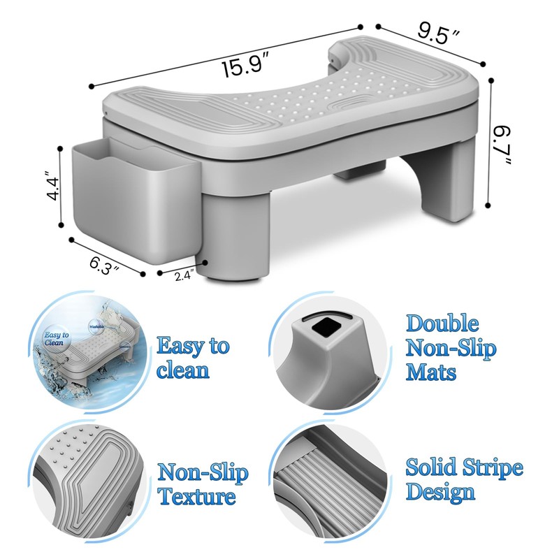 Toilet Stool Squat Adult, Height Adjustable Poop Stool for Bathroom