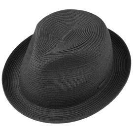 Stetson Dawson Black Player Hat Straw Sun Beach (L (58-59 cm) - Black)