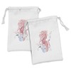 Lunarable Retro Fabric Pouch Set of 2, Silhouette of Lady