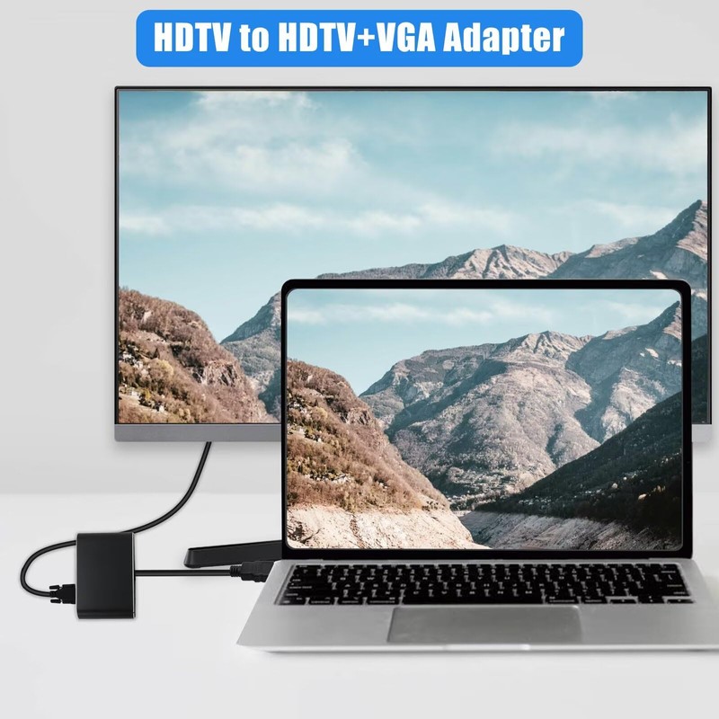 2 in 1 HDMI to HDMI + VGA Adapter with