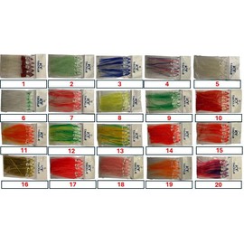 10 individual sea fishing lures, muppets, 12cm skirts, glow in the dark, luminous. 20 styles avaliable. (2)