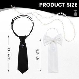 PARBEE Boys First Communion Tie with Cross, First Holy Communion Arm Band with Chalice, Boys Communion Accessories Set with Rosary for 1st Communion, Baptism or Confirmation, White
