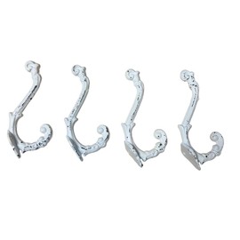 4 Pack Cast Iron Wall Hooks Antique Vintage Rustic Farmhouse Coat Hooks, Great for Coats, Bags, Towels, Hats, Mounting Screws Included