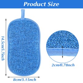 Amaxiu 6 Pack Multipurpose Dish Scrubber Sponges, Non Scratch Sponge Microfiber Side for Dish Rough Side for Non Stick Cookware Reusable Sponge Scrub Sponge Dishcloth for Sink Pan Pot Countertop(Blue)