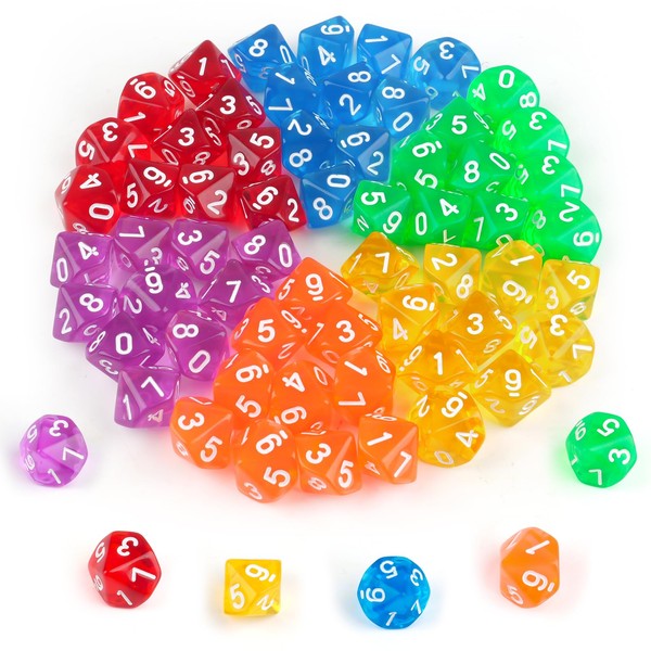 Polyhedral Dice Set, 60 Pieces Acrylic Dice Set, D10 Game