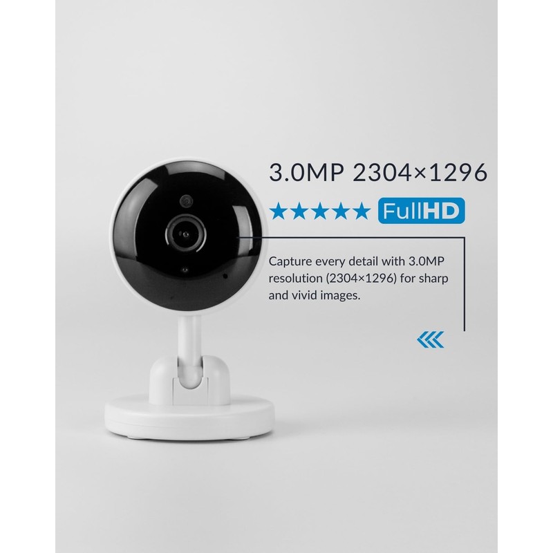 HESTIA Indoor Camera, 3MP Wifi Security Camera Indoor, Indoor Camera