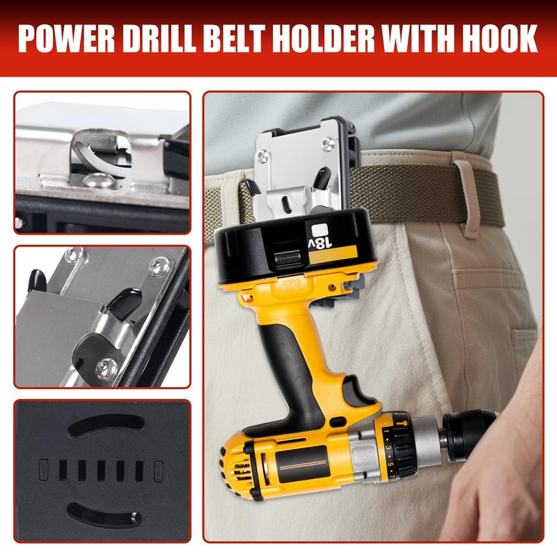 Drill Holder Belt Clip,Hook Holster for Cordless Drill Driver, Tape