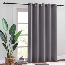 RYB HOME Blackout Curtains Grey - Thermal Insulated Energy Efficiency Window Curtains for Living Room Bedroom Home Office Dining Room Divider Partition, W 70 x L 84, Gray, 1 Panel
