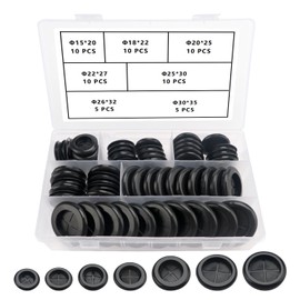 YIXISI 60 Pieces 7 Sizes Rubber Grommets Set, Closed Rubber Grommets, Cable Grommet, Rubber Grommet, Electric Conductor Sealing Ring, for Cable Protection, Cable Duct