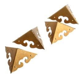 Dophee 4PCS Antique Brass Corner Protectors, Vintage Corner Guards 4.5 * 4.5 * 4.5cm Metal Edge Cover for Jewellry Wooden Box Gift Furniture Edge Decorative