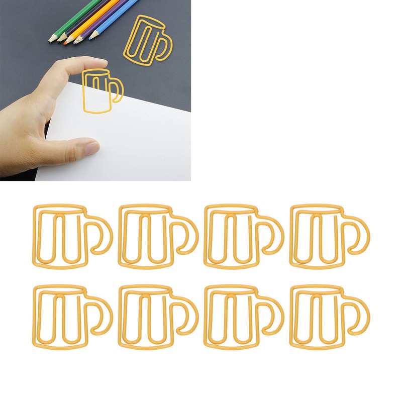 100Pcs Cute Paper Clips Yellow Cup Style Strong Metal Exquisite