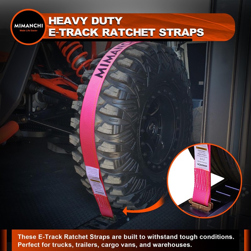 Mimanchi Heavy Duty E-Track Ratchet Straps for Trucks, 2in×15ft Cargo