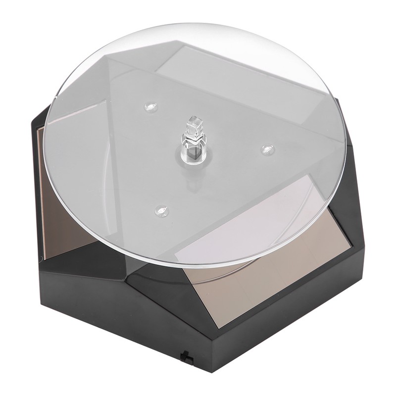 360 Rotating Solar Power Showcase LED Light Turntable Watch Jewelry
