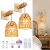 Glitnous Rattan Wall Sconces Battery Operated, Boho Wall Sconce, Battery