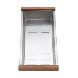 STARSTAR Stainless Steel Colander For Workstation Kitchen Sink (Wood Cover, 16.8 W - 8 L)