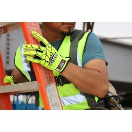 MCR Safety Gloves PD4900S Predator Mechanic Gloves, Hi-Visibility Cut Resistant Work Gloves, Small, 1 Pair