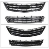Front Upper and Lower Grille Set Chrome Black 2Pcs Replacement