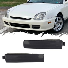 TurningMax For 1997 1998 1999 2000 2001 Honda Prelude Euro SH VTEC Front Bumper Inner Turn Signal Lights Housing Smoked Lens 33351S30003; 33301S30003, HO2530123; HO2531123