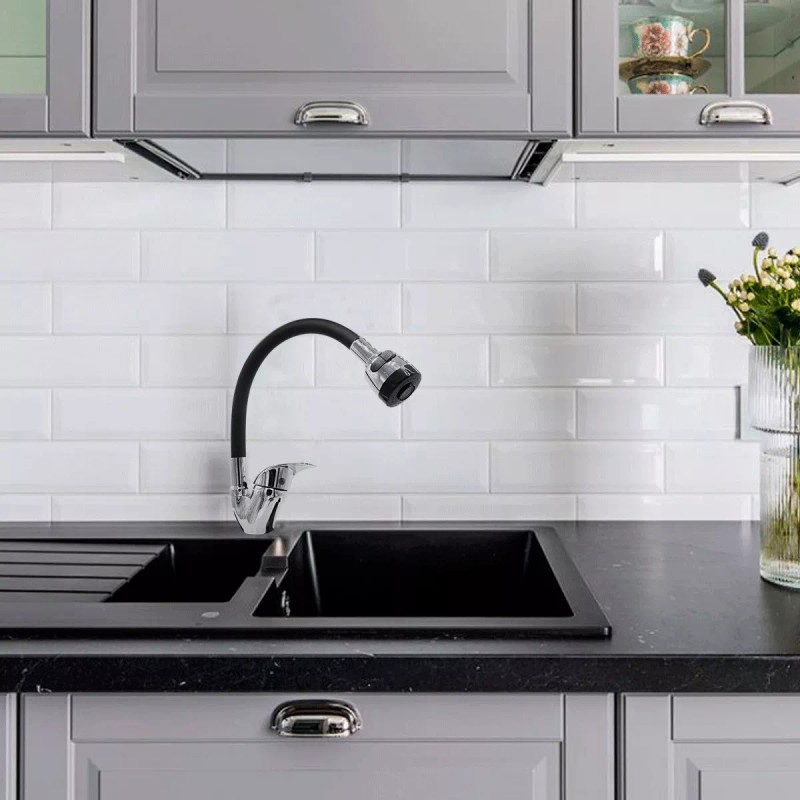 CNX Mezcladora Monomando Con Cuello Flexible Negro