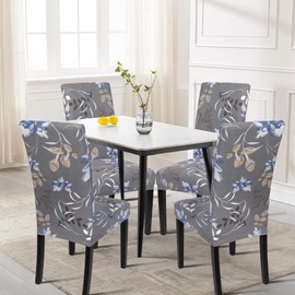 SearchI Juego de 4 fundas para sillas de comedor, fundas elásticas para sillas de cocina, extraíbles y lavables, protectores para sillas Parsons para comedor, hotel, ceremonia (patrón de flores)