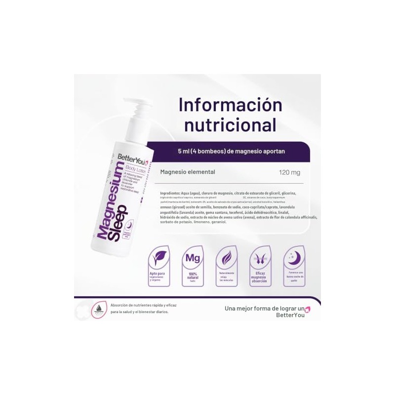 BetterYou Natural Magnesium Sleep Lotion 180ml