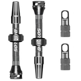 BUCKLOS Tubeless Presta Valve Stem 40/44/55/60/65/80/100 mm, Bike Valve Stem Kit with Valve Core Removal Tool, Super Light Durable Aluminum Alloy CNC, Fits Most Rims, Titanium Pair