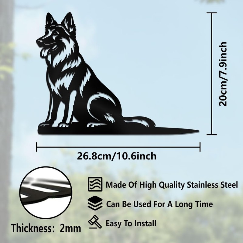 WADORN German Shepherd Metal Yard Art Decor, Dog Animal Silhouette