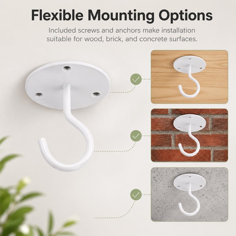 Ceiling Hooks for Hanging Plants, Heavy‑Duty Metal Ceiling Hooks