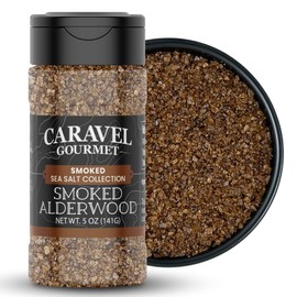 Smoked Alderwood Sea Salt for Cooking or Finishing – Alderwood Smoked Salt with Savory and Smoky Flavor for Meats & Veggies – 5 oz Shaker by Caravel Gourmet