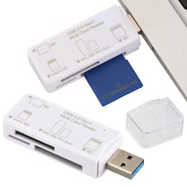 Ohm Denki Multi-Card Reader, Supports 49 Media, USB3.2Gen1, White, PC-SCRWU303-W, 01-3968 OHM USB Type-A Connector Connection