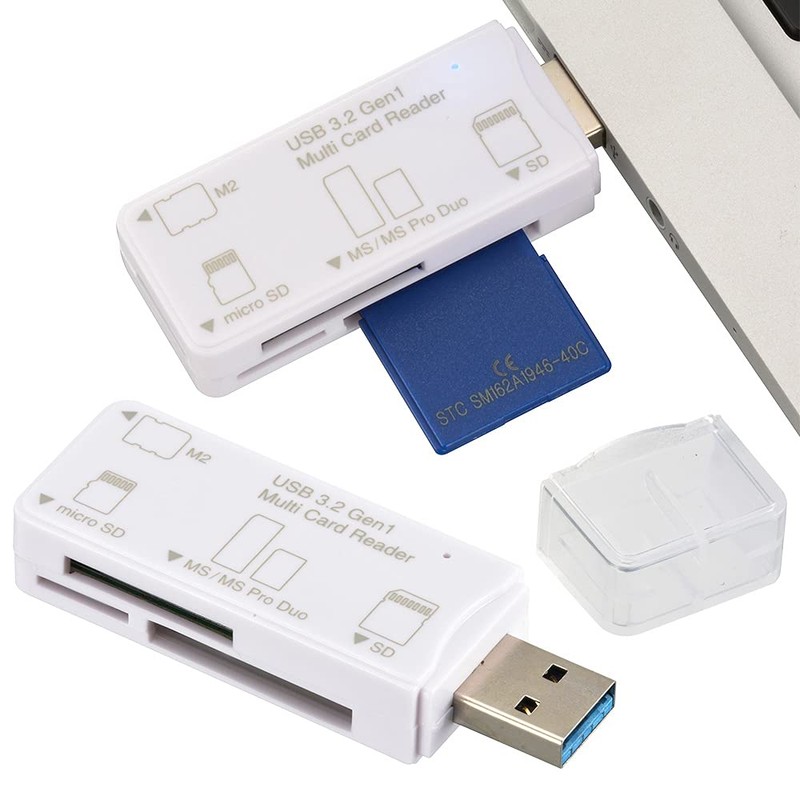 Ohm Denki Multi-Card Reader, Supports 49 Media, USB3.2Gen1, White, PC-SCRWU303-W,